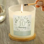 Personalised Botanical Design Anniversary Scented Frosted Glass Jar Candle - Image 3