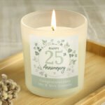 Personalised Botanical Design Anniversary Scented Frosted Glass Jar Candle - Image 4