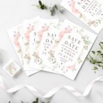 Personalised Soft Floral Design Wedding 'Save The Date' Cards (36 Pack)