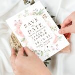 Personalised Soft Floral Design Wedding 'Save The Date' Cards (36 Pack) - Image 2