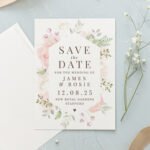 Personalised Soft Floral Design Wedding 'Save The Date' Cards (36 Pack) - Image 4