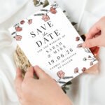 Personalised Pink Floral Design Wedding ‘Save The Date’ Cards (36 Pack) - Image 2