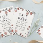 Personalised Pink Floral Design Wedding ‘Save The Date’ Cards (36 Pack) - Image 3