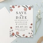 Personalised Pink Floral Design Wedding ‘Save The Date’ Cards (36 Pack) - Image 4