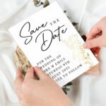 Personalised Gold Floral Design Wedding ‘Save The Date’ Cards (36 Pack) - Image 2