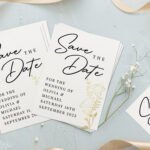 Personalised Gold Floral Design Wedding ‘Save The Date’ Cards (36 Pack) - Image 3