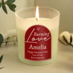 Personalised 'Burning Love' Scented Frosted Glass Jar Candle - Image 2