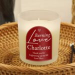 Personalised 'Burning Love' Scented Frosted Glass Jar Candle - Image 3
