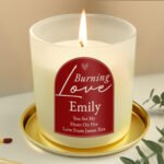 Personalised 'Burning Love' Scented Frosted Glass Jar Candle - Image 4