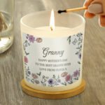 Personalised Any Message Wild Flowers Design Scented Frosted Glass Jar Candle - Image 3