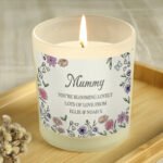 Personalised Any Message Wild Flowers Design Scented Frosted Glass Jar Candle - Image 4