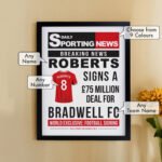 Personalised Football Newspaper Design Black Framed Poster - Image 2