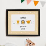 Personalised New Baby Scandi Animals Design Black Framed Poster - Image 3