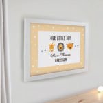 Personalised New Baby Scandi Animals Design White Framed Poster - Image 2