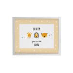 Personalised New Baby Scandi Animals Design White Framed Poster - Image 4