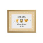 Personalised New Baby Scandi Animals Design Oak Framed Poster - Image 4