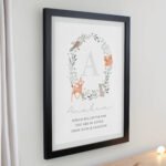 Personalised New Baby Initial Woodland Animals Design Black Framed Poster - Image 2