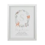 Personalised New Baby Initial Woodland Animals Design White Framed Poster - Image 3