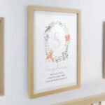 Personalised New Baby Initial Woodland Animals Design Oak Framed Poster - Image 2