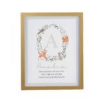 Personalised New Baby Initial Woodland Animals Design Oak Framed Poster - Image 3