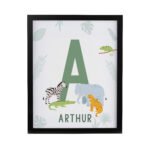 Personalised Colourful Animals Design Initial Black Framed Poster - Image 3