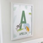 Personalised Colourful Animals Design Initial White Framed Poster - Image 2