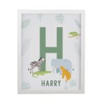 Personalised Colourful Animals Design Initial White Framed Poster - Image 3