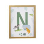 Personalised Colourful Animals Design Initial Oak Framed Poster - Image 3