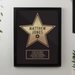 Personalised Any Message Gold Star Award Design Black Framed Poster