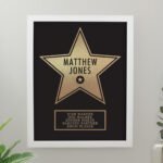 Personalised Any Message Gold Star Award Design White Framed Poster