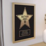 Personalised Any Message Gold Star Award Design Oak Framed Poster - Image 2