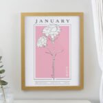 Personalised Birth Flower Design Oak Framed Poster