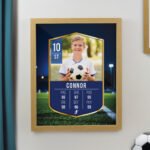 Personalised Football Card Design Photo Upload Oak Framed Poster