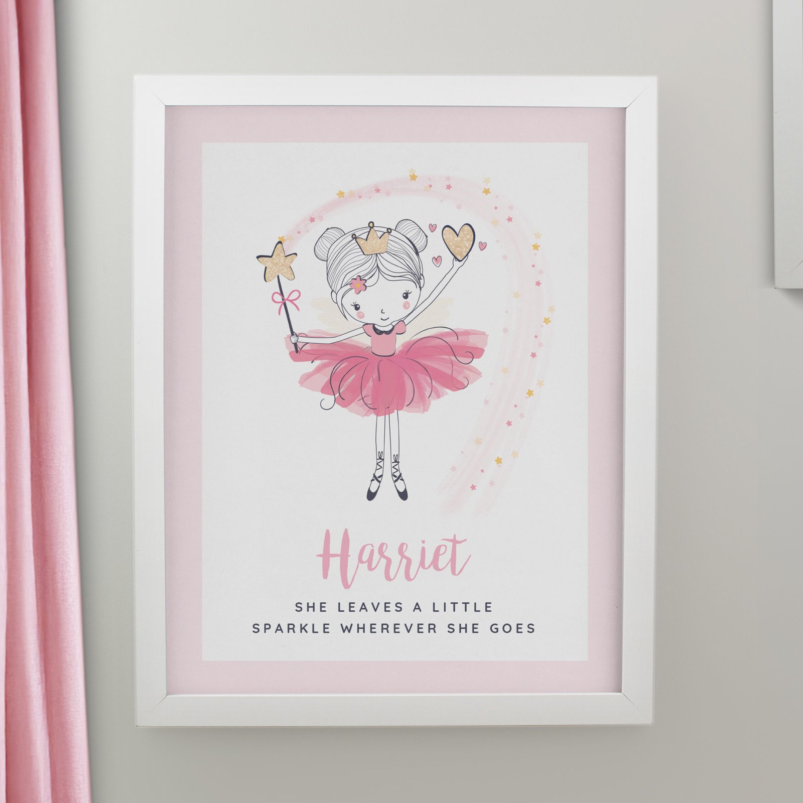P0512AG23 Personalised Children’s Princess Ballerina Design White Framed Poster Personalised Children’s Princess Ballerina Design White Framed Poster - Image 1