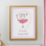 Personalised Children’s Princess Ballerina Design Oak Framed Poster