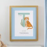 Personalised Children’s Animal Alphabet Design Oak Framed Poster