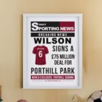Personalised Football Newspaper Design White Framed Poster