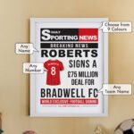 Personalised Football Newspaper Design White Framed Poster - Image 2