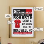 Personalised Football Newspaper Design Oak Framed Poster - Image 2