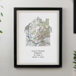 Personalised Present Day Map Home Design Black Framed Poster