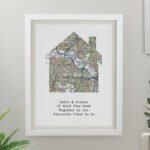 Personalised Present Day Map Home Design White Framed Poster