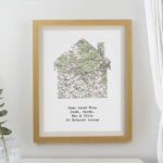 Personalised Present Day Map Home Design Oak Framed Poster