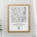 Personalised Present Day Map Design Compass Motif Oak Framed Poster
