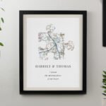 Personalised Present Day Map Puzzle Piece Design Black Framed Poster
