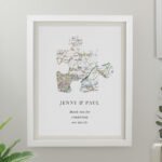 Personalised Present Day Map Puzzle Piece Design White Framed Poster