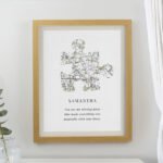 Personalised Present Day Map Puzzle Piece Design Oak Framed Poster