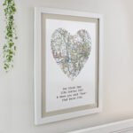 Personalised Present Day Map Heart Design White Framed Poster - Image 2
