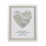 Personalised Present Day Map Heart Design White Framed Poster - Image 3