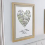 Personalised Present Day Map Heart Design Oak Framed Poster - Image 2