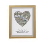 Personalised Present Day Map Heart Design Oak Framed Poster - Image 3